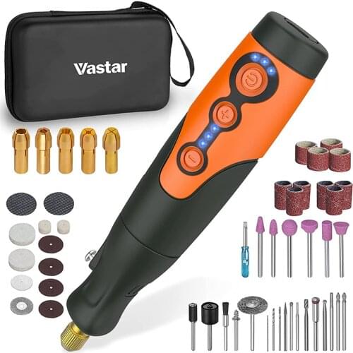 Vastar Cordless Rotating Tool Kit-3.7V 2.0Ah Type-C fast charging 3-speed variable mini rotating tool with 51 accessories-DIY en