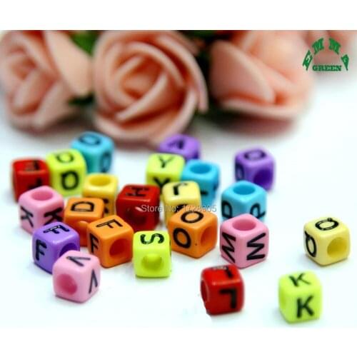 Letter Beads for Kids Neon Colorful Beads 6mm 100pcs Acrylic Square Bead Separate Alphabet Bead Letters Beads for Jewelry making