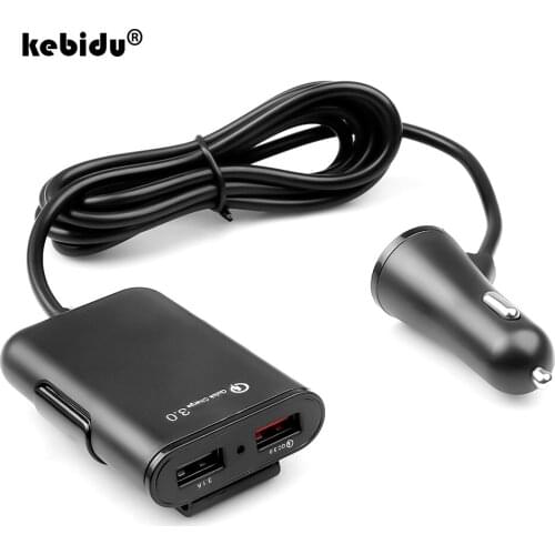 Quick Charge QC 3.0 Car Charger 4 Ports USB Fast Charging for Samsung Xiaomi iPhone Mobile Phone Charger 1.7M Extension Cable