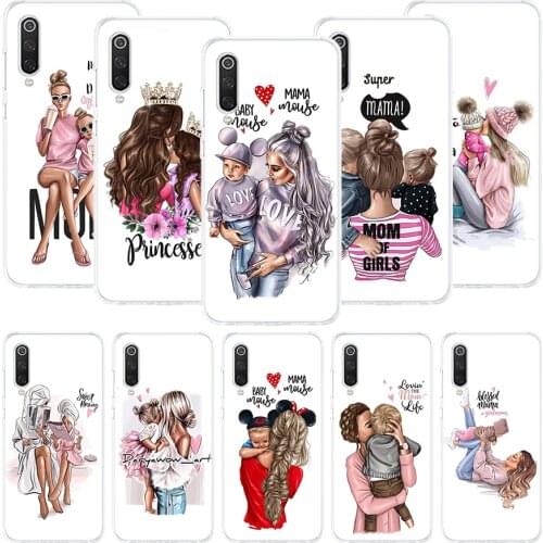 Super Mom Baby Fashion Girl Phone Case For Xiaomi Mi Note 10 11 9 8 10T 9T CC9 A1 A2 A3 5X 6X Pocophone F1 X3 F2 Pro Lite Coque