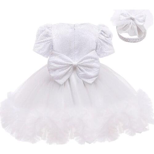 Infant 1st Year Birthday Dress For Baby Girls Bowknot Sequins Princess Dress Kids Christmas Wedding Party Dress Newborn Clothes