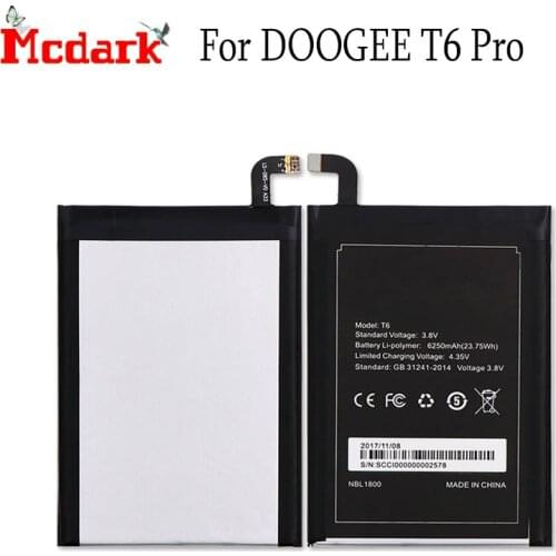 For DOOGEE T6 battery DOOGEE T6 Pro Batterie Bateria Accumulator AKKU High Quality 6050mAh