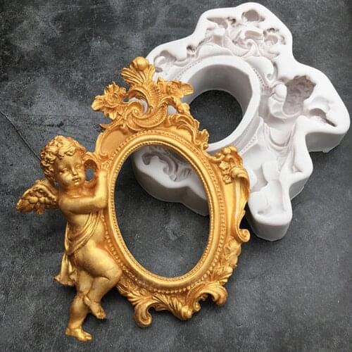 1PC Angel Picture Frame Shaped Fondant Cake Decorating Mold DIY Cake Baking Tool Sugar Silicone Mold kitchen Chocolate Tool K146