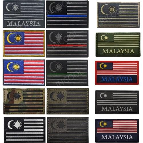 IR Infrared Reflective Malaysian Flags Embroidered Patches Malaysia Flag Patches Emblem PVC Badges For Clothes Backpack