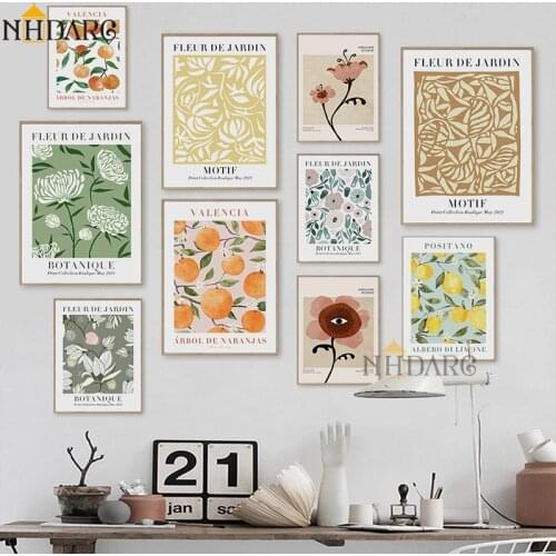 NHDARC Canvas Painting Posters And Prints Lemon Flower Eye Orange Vintage Plant Abstract Wall Art Pictures For Living Room Decor