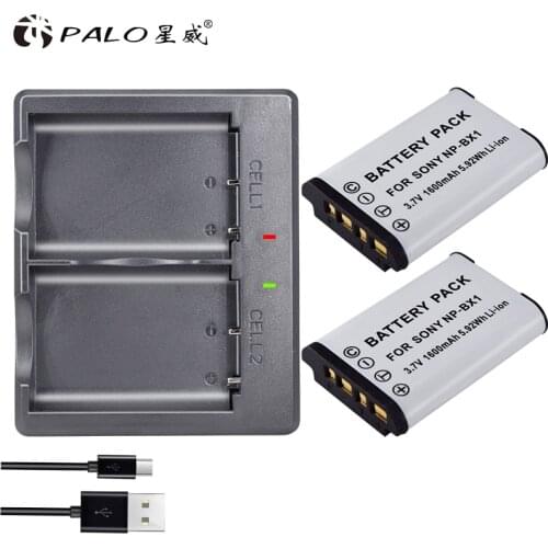 PALO 2Pcs NP-BX1 battery Pack NP BX1 NPBX1+Dual bateria charger For Sony NP-BX1 DC-GX850K DMC-LX9 DMC-GM1K DMC-GM1S DMC-GM1W