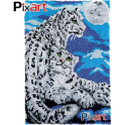 Latch Hook Rug Moon Leopards Crocheting Tapestry Kits DIY Carpet Rug Chunky Yarn Needlework Knitted Floor Mat Hobby & Crafts