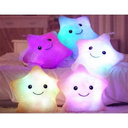 Colorful LED Luminous Stars LED Light Pillow Passed CE and SEDEX Cute Cushion for Kids Toys Party Birthday Flashing Gift