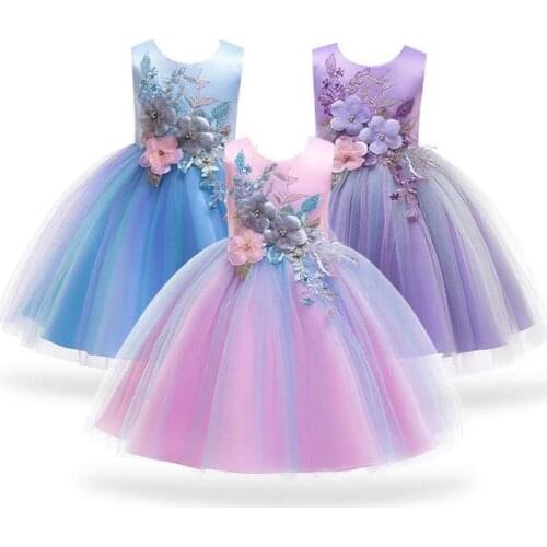 Summer Girls Lace Tutu Embroidered Flower Princess Dress Bridesmaid Dresses For Girls Children Clothing Vestidos 2 3 10 Years