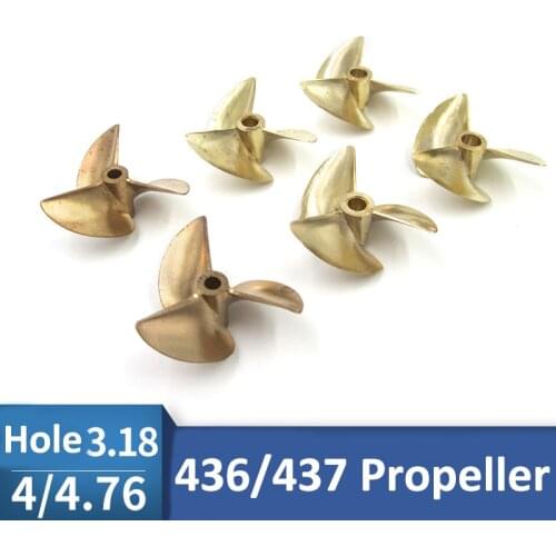 1PC Three-blade 437 Propeller 37mm Diameter Copper Propellers 4mm/4.76mm Hole Pitch Props/Paddle for DIY RC Brushless Boat Parts
