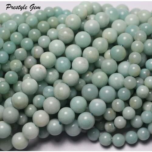 Meihan Free shipping 4mm 6mm 8mm 10mm natural blue amazonite smooth round beads for jewelry making design