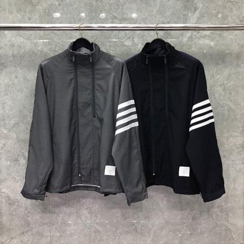 2021 Fashion Brand Jacket Men Zipper Cardigans Clothing Spring Autumn Stand Collar Striped Loose Wool Cotton Casual Coat