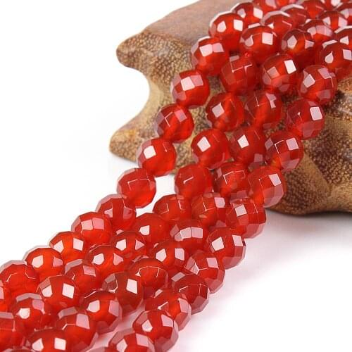Natural Round Red Agate 64cut Carnelian Gemstone Loose Beads 4 6 8 10mm For Necklace Bracelet DIY Jewelry Making