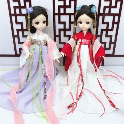 New 28cm Bjd Doll 4D Glasses Chinese Tang Style Palace Clothes Articulated Movable Dress-up Doll Girl Toy Children Birthday Gift