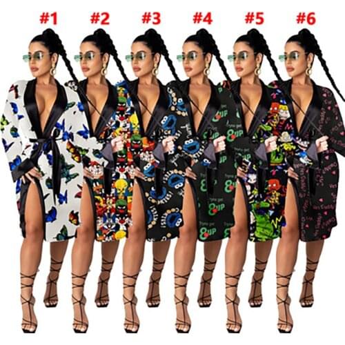 New Fashion European And American Ladies Loose Pajamas Home Service Dress Jacket Skirt Pajamas Nightgown Sleepwear