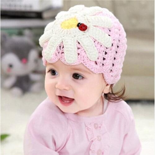 2017 new Flower Girls Baby hat crochet handmade photography props,knitted cute newborn winter hat,Solid baby girl cap Sweet