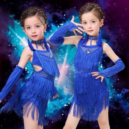 New Children Latin Dancing Dress Girls Dance Performance Competition Suit Kids Dancing Costume Childrens Day Stage Dress B-3079