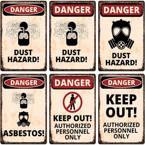 Danger DUST HAZARD Vintage Poster Retro Metal Tin Signs Wall Decor Beware Warning Plaques Danger KEEP OUT Warning Poster