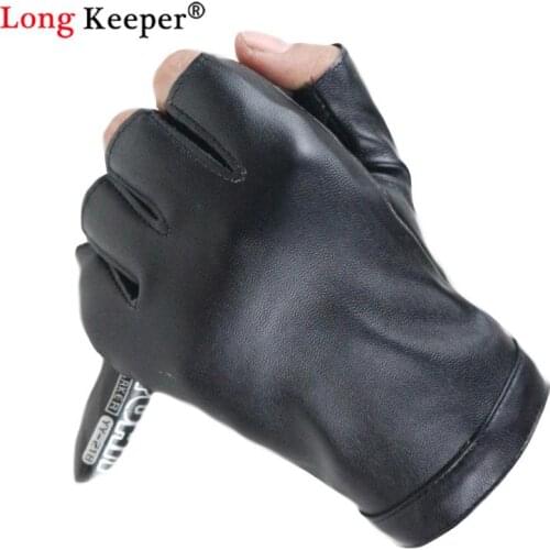 Fashion Men Women PU Leather Gloves Female Fingerless Mittens Button Black Half Finger Outdoor Driving Gloves Guantes Ciclismo