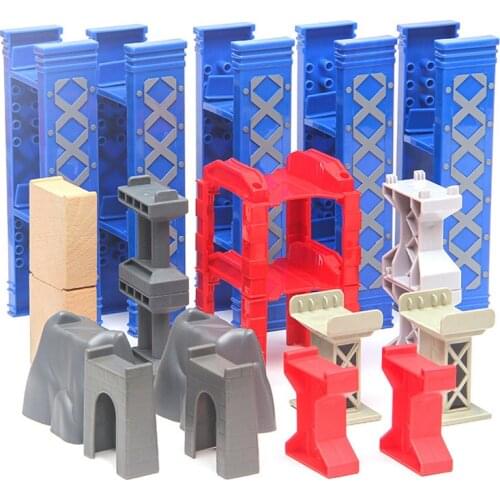 Plastic Spiral Train Tracks Wood Railway Track Accessories All Kinds Bridge Piers Fit For Biro All Brands Wooden Tracks Toys