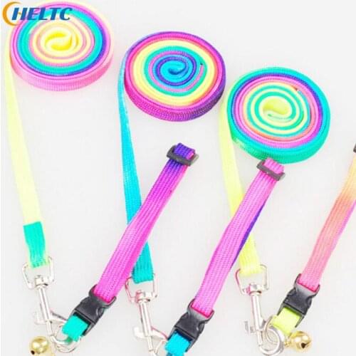 1pcs Pet Leash Soft Walking Harness Lead Adjustable Pet Puppy Chain 1.2M Rainbow Mascotas Pet Dog Puppy Leash