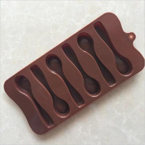NHM 1 piece 6 with spoon chocolate silicone mold creative special DIY hand baked silica gel soup spoon ice cube model