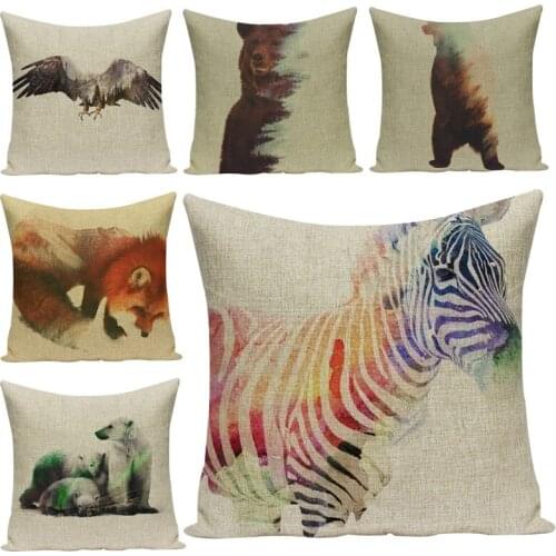 Lovely color animal creative pillow cover, high quality linen-cotton pillow cover, suitable for bedroom sofa car pillow cover