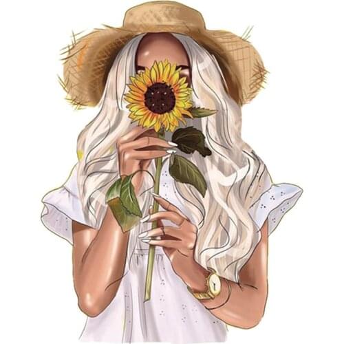 Girl Sticker On Clothes Iron Stripe A-Level Washable Garment Diy Thermal Transfer Clothing Stickers Sunflower Girl