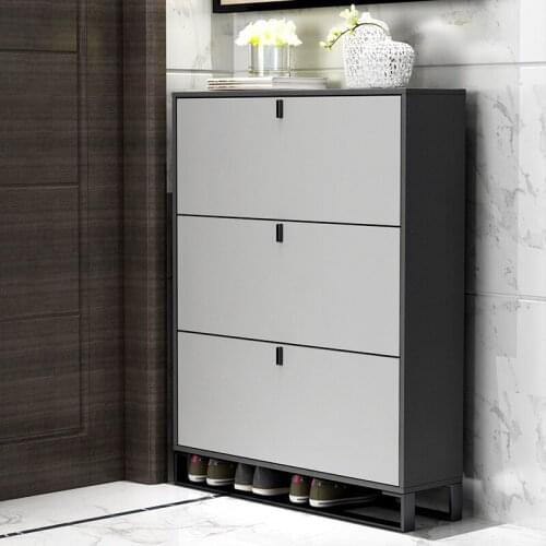 Northern European-Style Light Luxury Ultra-Thin Tilting Shoe Cabinet Household Entrance Entrance Cabinet Simple Modern Lobby