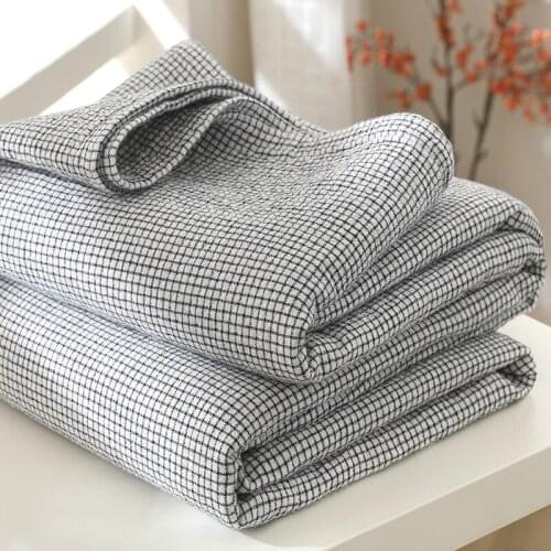 Spring and summer four-layer plaid double bed sheet cotton blanket, cotton gauze blanket, air-conditioning blanket, bed sheet