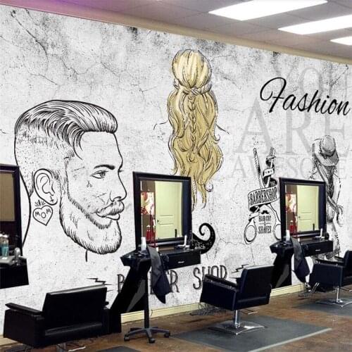 Wellyu Europe and the United States wind cement wall beauty salon barber shop wall custom large mural environmental wallpaper