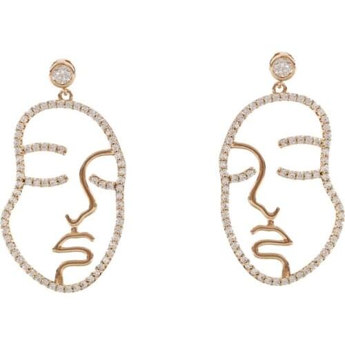 LANFLORA fashion face contracted women stud earrings for birthday gift copper alloy cheap factory shop earrings wholesale price