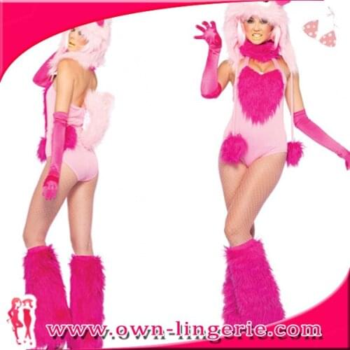 Female costume Pink Furry Candy Monster costume pink romper with hot pink fur costume animal w1416