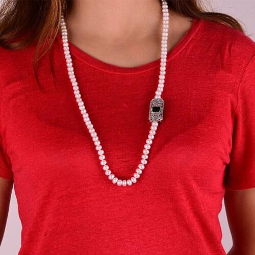 YIKALAISI Pearl Jewelry For Women Natural freshwater Pearl Long Necklace 8-9 mm Real Best Gifts 2018 new fashion jewelry