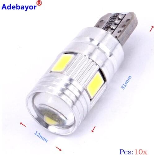 10 X T10 canbus led 6 SMD 5630 Chip 501 W5W 194 Error Free Car LED Lens Indicator Wedge Dome Light Bulb Lamp car accessories