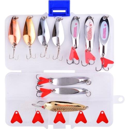 15pcs/lot Metal Spoon VIB Lures Vibrations Spoon Hard Lure Fishing Bass VIB Bait Crankbaits Sea Fishing Artificial Bait Lure Box