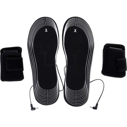 2020 1set Winter Heated Insoles Women Men Electric Battery Heating Warm Shoe Inserts Can Cut Carbon Fiber Foot Pads HOT