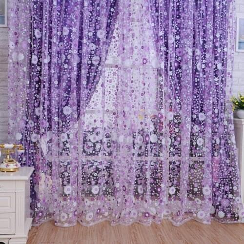 2021 Sunflowers Pattern Printed Window Voile Curtains 100*200 CM Home Decoration Curtain Living Room Sheer Tulle VB243
