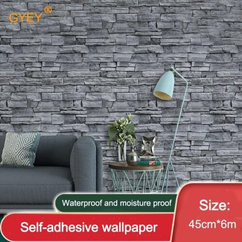 3d wallpaper retro culture stone brick pattern wallpaper waterproof PVC restaurant background wall self-adhesive wallpaper 6m
