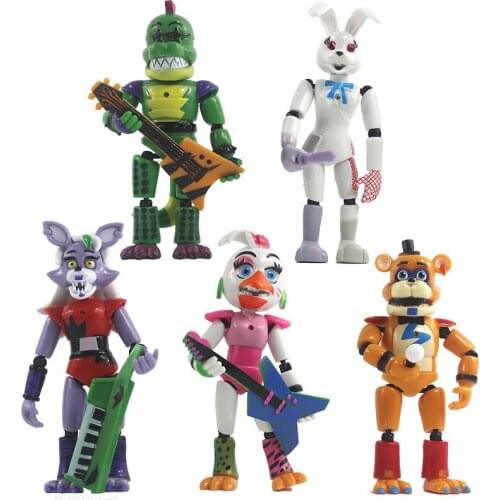 5pcs/set Five Nights At Freddys Action Figures Toy Security Breach Series Foxy Bonnie Fazbear PVC Dolls FNAF For Kid Gifts