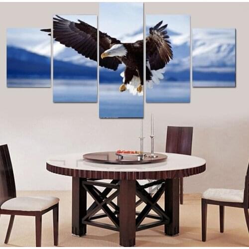 5pcs_set Strong Eagle Wall Art Oil Painting On Canvas (No Frame) Animal Flying Paintings Picture Living Room Decor