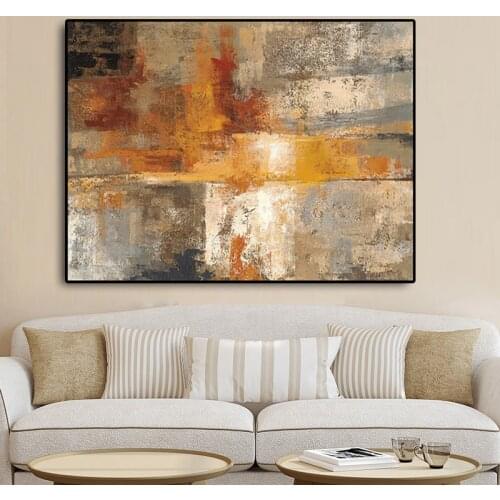 Abstract Nordic Style Gold Oil Painting on Canvas Posters and Prints Scandinavia Art Wall Pictures For Living Room Home Decor