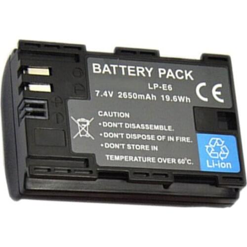 1-2PCS LP-E6 LPE6 LP E6 Digital SLR Camera Battery Pack 7.4V 2650mAh Replace For Canon 5D Mark II III 7D 60D EOS 6D