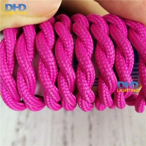 Free shipping 25meters/roll fabric cable vintage edison filament bulb DIY pendant cord 2*0.75 pink braided textile fabric wire