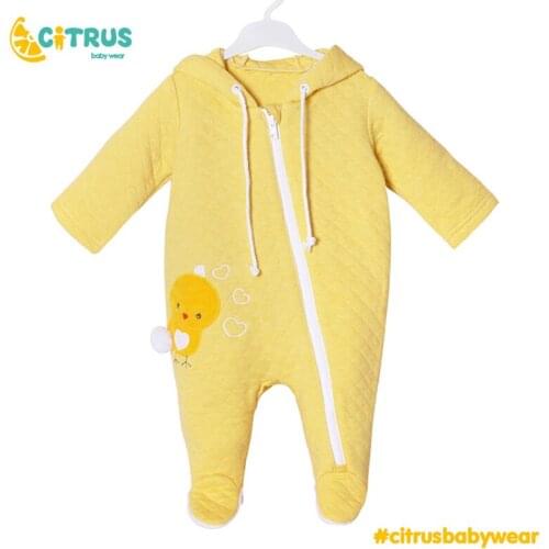 CITRUS Spring Cotton Baby Rompers Yellow Chick Catton Clothing Boys Girl Jumpsuit Zipper Newborn Infant Clothes Pajama Outfits