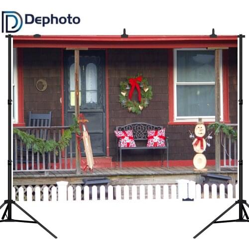 Dephoto House Snowman Wreath Christmas Decoration Photography Backgrounds Customized Photographic Backdrops For Photo Studio