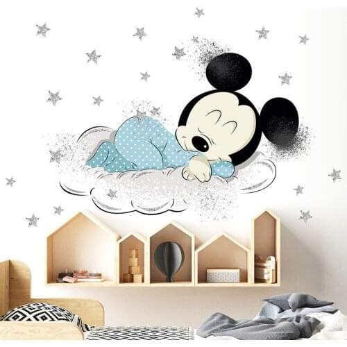 Disney Mickey Mouse Mickey Baby Wall Stickers Living Room Bedroom Self-adhesive Removable Decorative Stickers