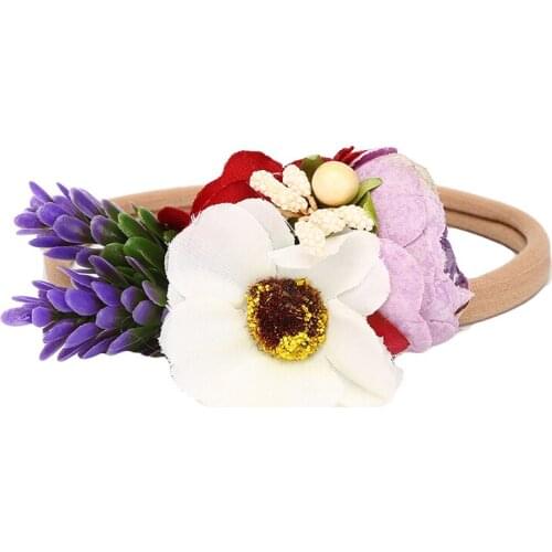 Infant Headwear Baby Headband Cute Fake Flower Nylon Hair Bands For Kids Artificial Floral Elastic Hair Headwear