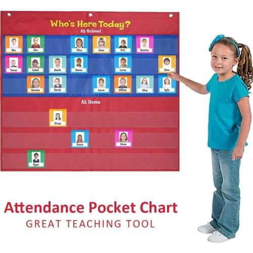 School Classroom Attendance Pocket Chart With 72 Color Cards Teacher Accessories For Classroom Management