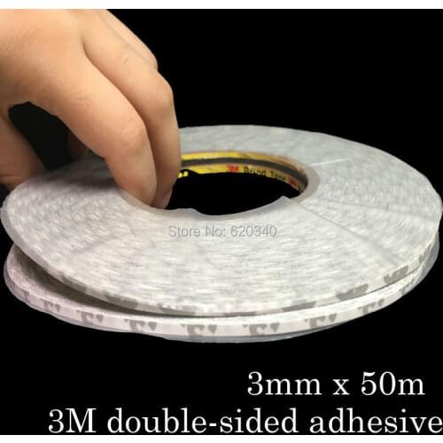 2 pcs 3M Tape 3 mm x 50m Sticker Double Sided Adhesive Tape Cellphone Touch Screen LCD Repair fix free shipping